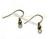 Earwire, antiqued brass steel, 18x17x3mm with ball and coil, pai