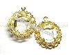 Cabochon setting, gold-plated brass, 23x18mm round, fits 12x10mm