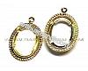 Cabochon pendant mounting, antiqued gold-plated, oval, 18x13mm