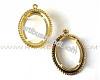 Cabochon pendant mounting, antiqued gold-plated, oval, 25x18mm.