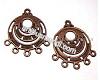 Drop, zinc alloy, antiqued cooper finish, 34x29mm fancy round, 6