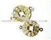 Link, gold-plated brass, 20x14mm cabochon mounting, prong-set, 6