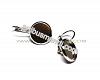 Platina pl. earring setting for 12mm. cab., 2pcs.