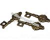 Ant. gold plated key charm 33x12mm., 1pcs.