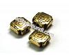 Bead, lead-safe copper-coated plastic with antiqued gold-color f