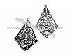 Drop, Lazer Lace™, lead-safe silver-plated brass, 26x23mm round