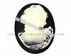Cameo black with white lady II 37x28mm, 1pcs.