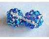 Clear acrylic bead with blue AB rhinestones 12x10mm., 2 pcs.