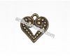Ant. brass heart pendant 19 18x16mm, 1pcs.
